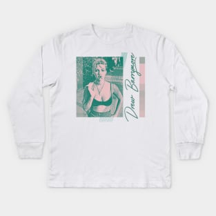 Drew Barrymore  •••••••• Retro 90s Aesthetic Design Tribute Kids Long Sleeve T-Shirt